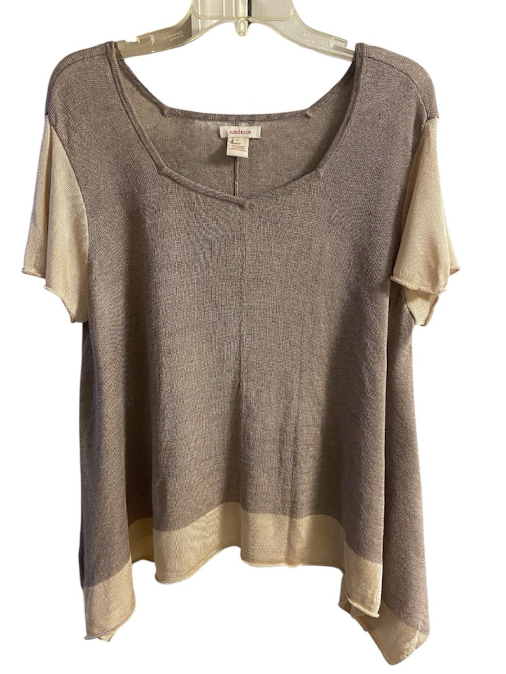 Sundance Linen Blend Slub Knit Handkerchief Hem Large